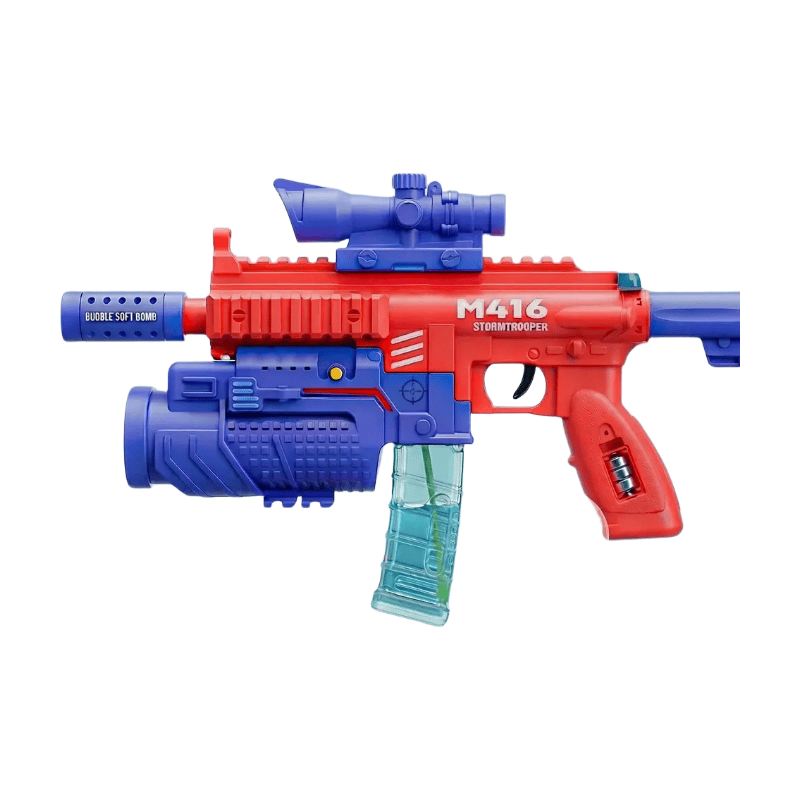 Tokky Pistolet Jouet 2-en-1 pour Enfants, Machine à Bulles Entièrement Automatique et Lanceur de Pistolet à Fléchettes Souples à Ventouse