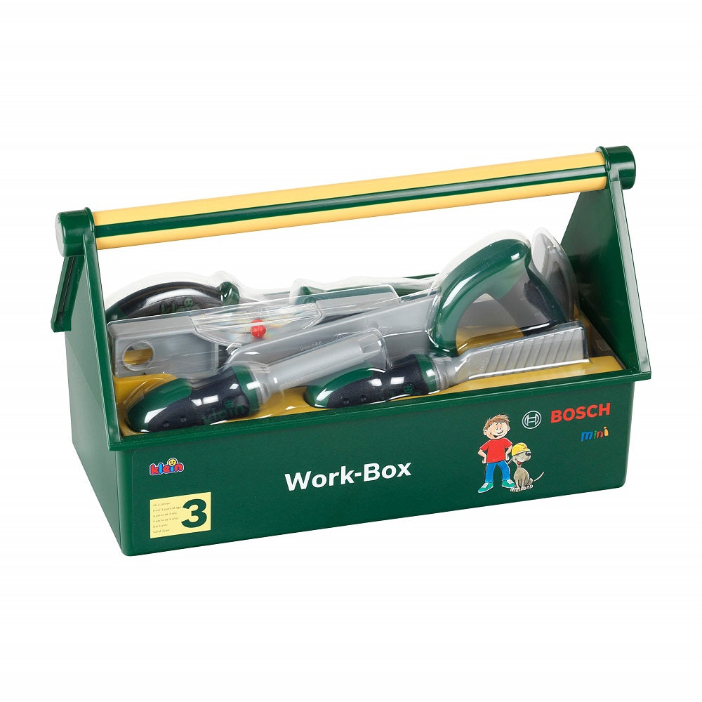 Theo Klein Boîte à outils 8573, Lot de 7 pièces, Stable avec poignée de transport, 30,25 cm x 14 cm x 17,25 cm, Âge 3+