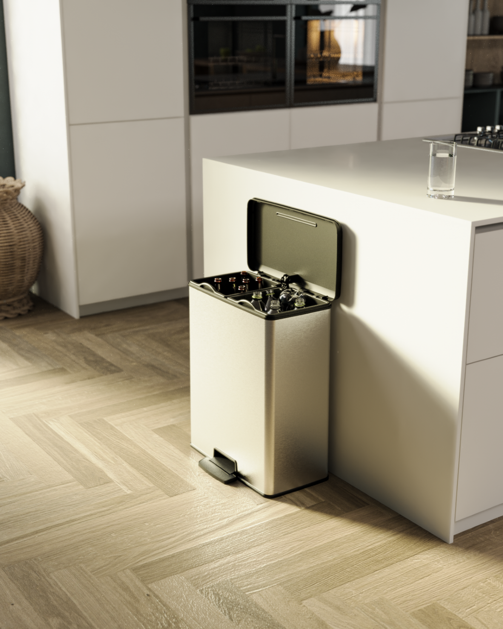 CURVER Poubelle de tri DECO BIN DUO 26 + 26L Noir / Argent