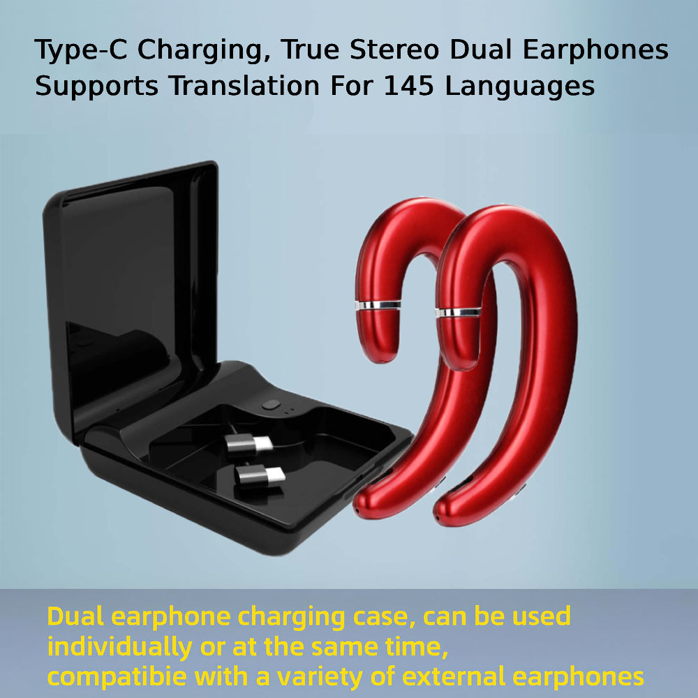VoxorAI C6 Écouteurs Bluetooth avec traduction IA en temps réel, compatible avec 140 langues - Rouge
