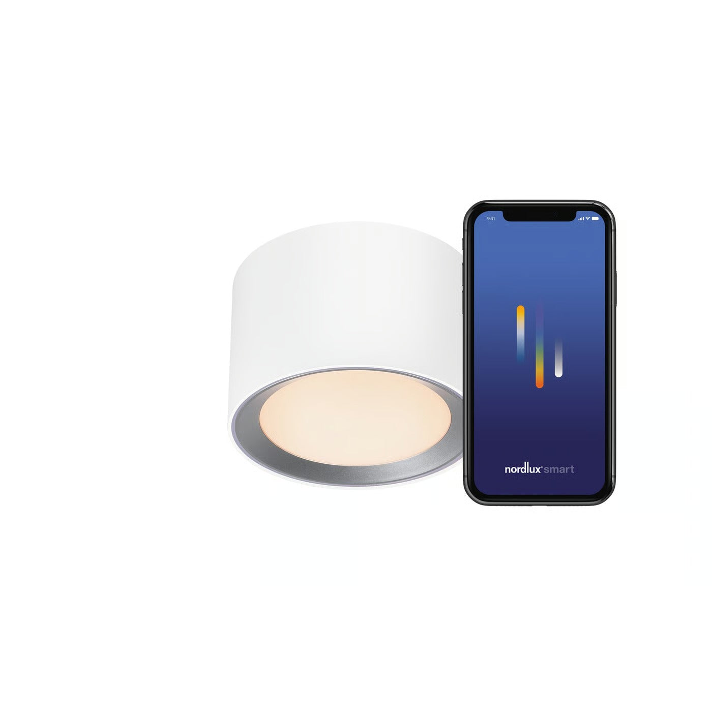 Plafonnier LANDON SMART court - variation de température de 2700-6500k LED intégrée métal blanc IP44 Salle de bain - Nordlux, Intérieur