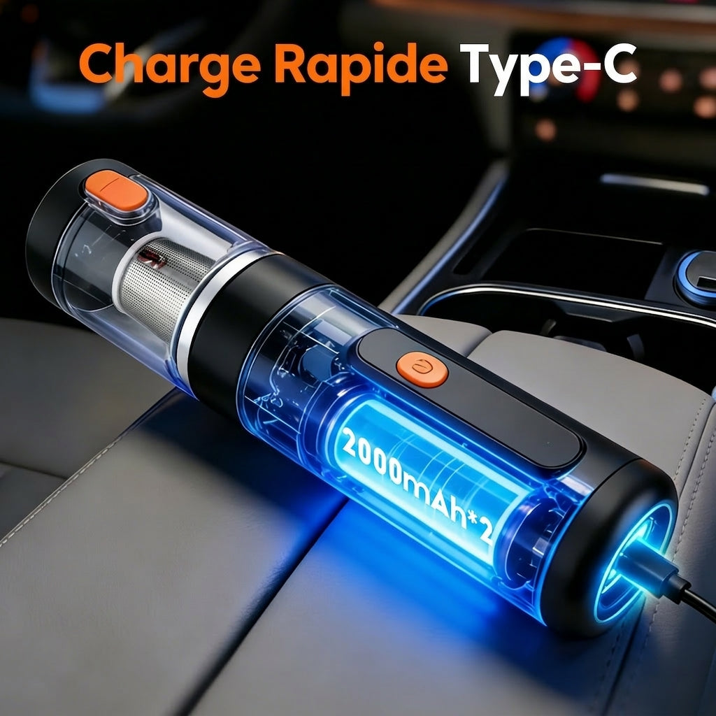 Mini aspirateur à main sans fil ATSHARK, petit aspirateur de voiture portable 10000Pa Forte aspiration, double mode, écran LED, charge rapide Type-C, convient aux voitures