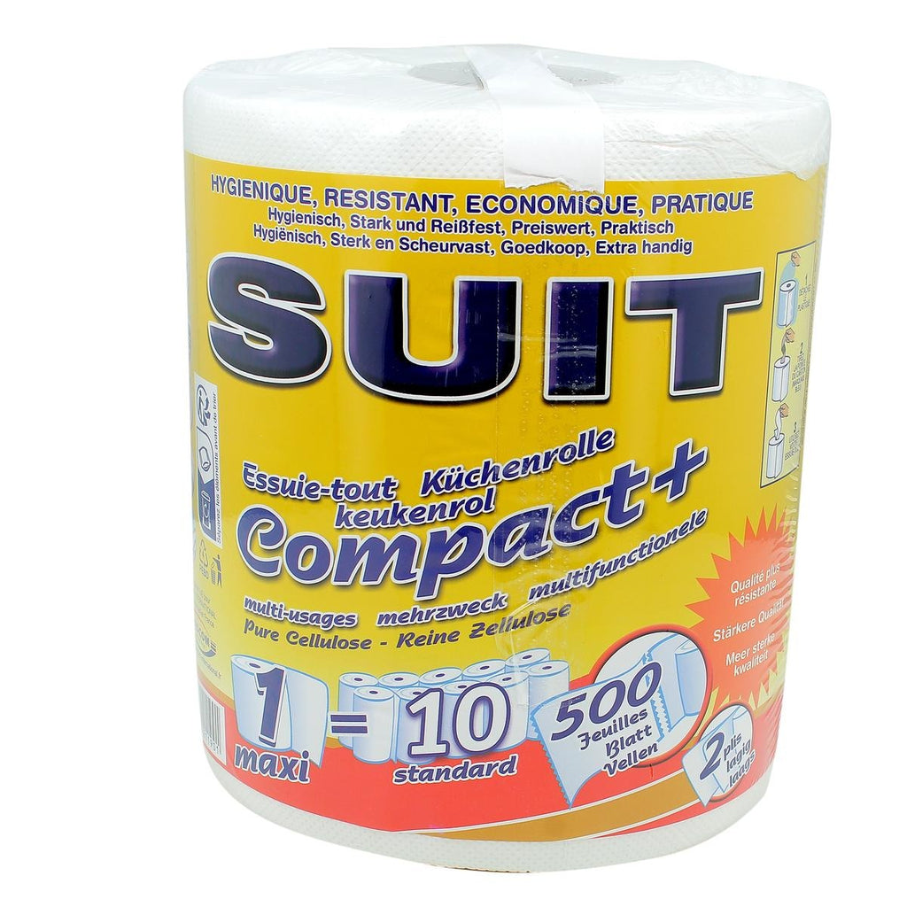 SUIT Essuie-Tout Compact, 2 Plis, 500 Feuilles, 1 Rouleau