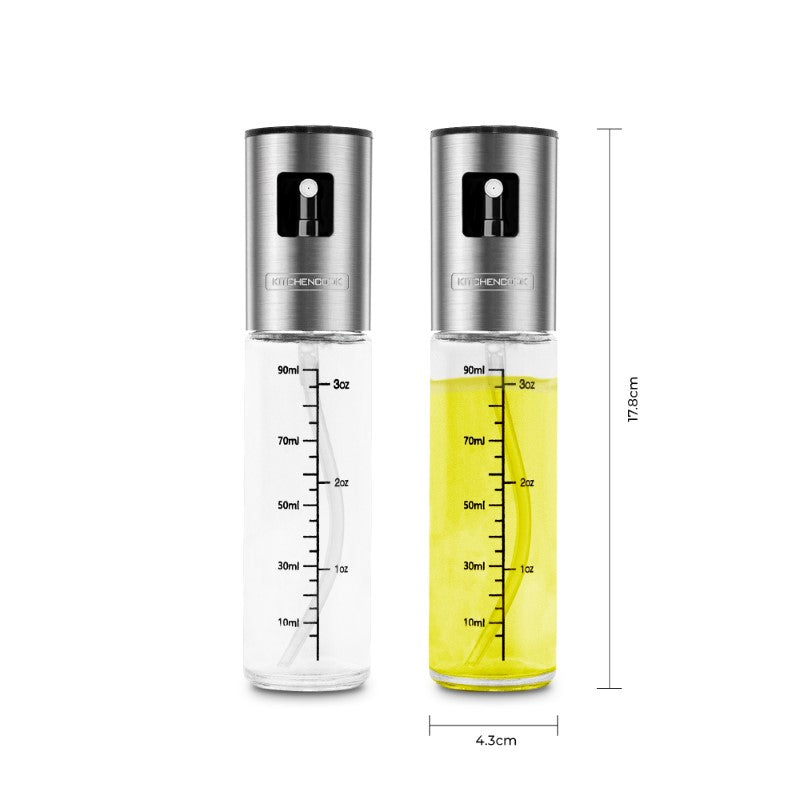 Kitchencook- Spray90 - Spray à huile 90 ml - Verre et inox - Diffusion fine - Réutilisable multifonction