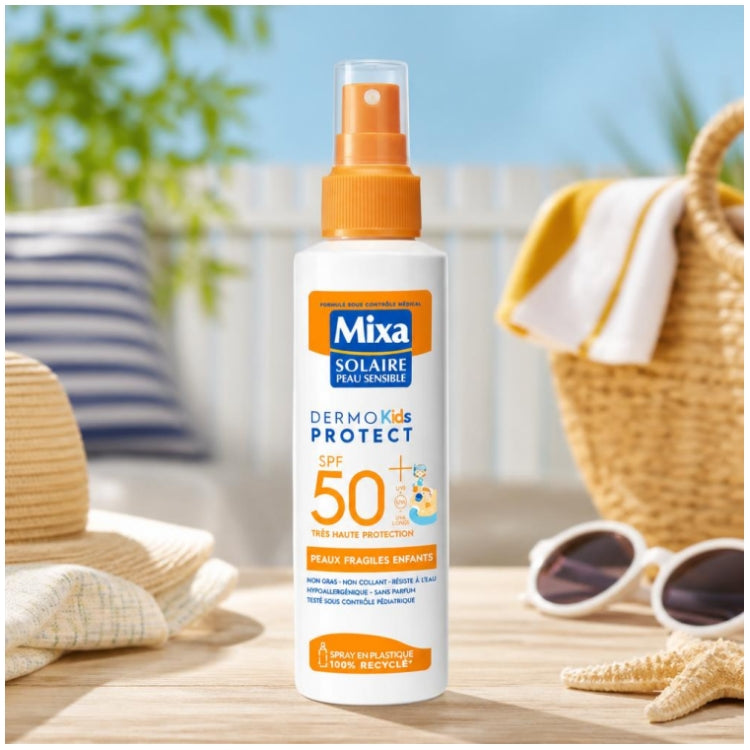 MIXA Dermo Protect Kids Spray Solaire Peaux Fragiles Enfants SPF50+ 150ml Vaporisateur
