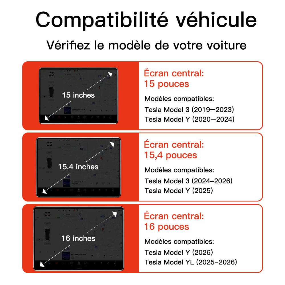 YZ protecteur d'écran en verre trempé avant 15,4 pouces & arrière 8 pouces compatible pour Tesla Model 3 Highland 2024-2026 & Model Y Juniper 2025