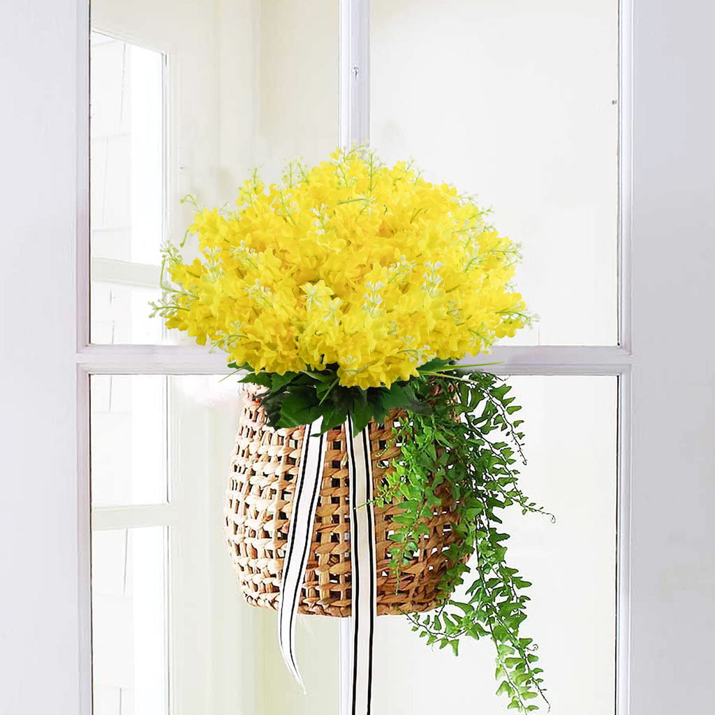 Yuejia Lot de 4 bouquets artificielles de jacinthes jaunes - 35 cm