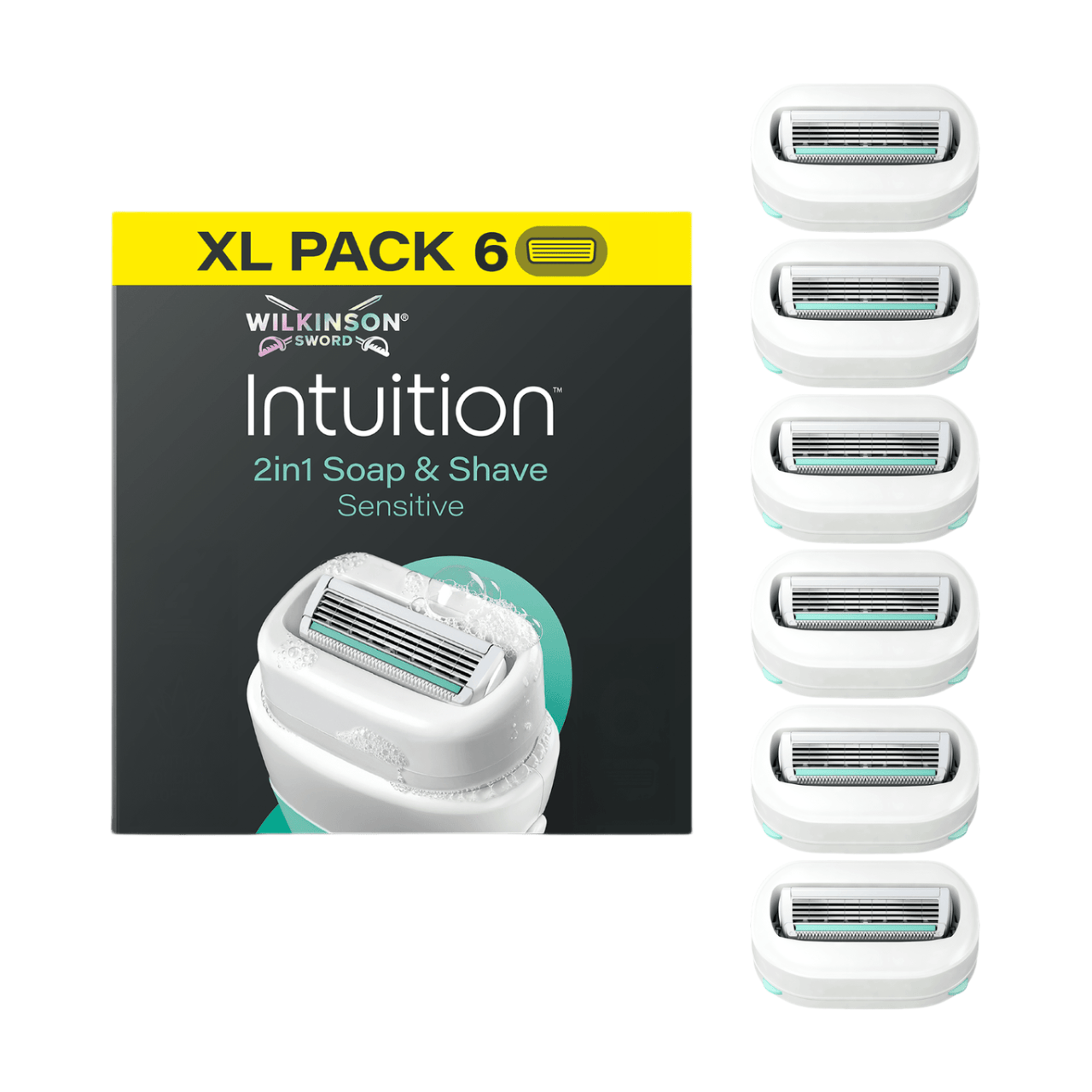 WILKINSON SWORD Intuition 2in1 - Savon & Rasoir Sensitive Femme - 6 Recharges
