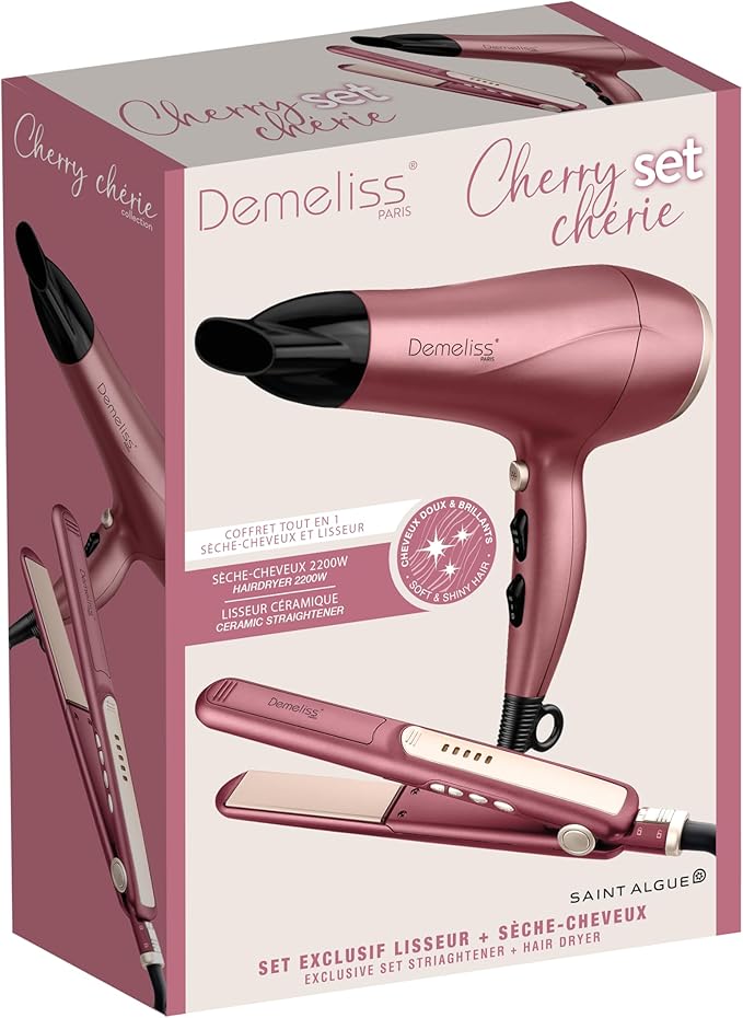 SAINT ALGUE Demeliss Cherry Chérie 21370 Coffret lisseur et sèche-cheveux