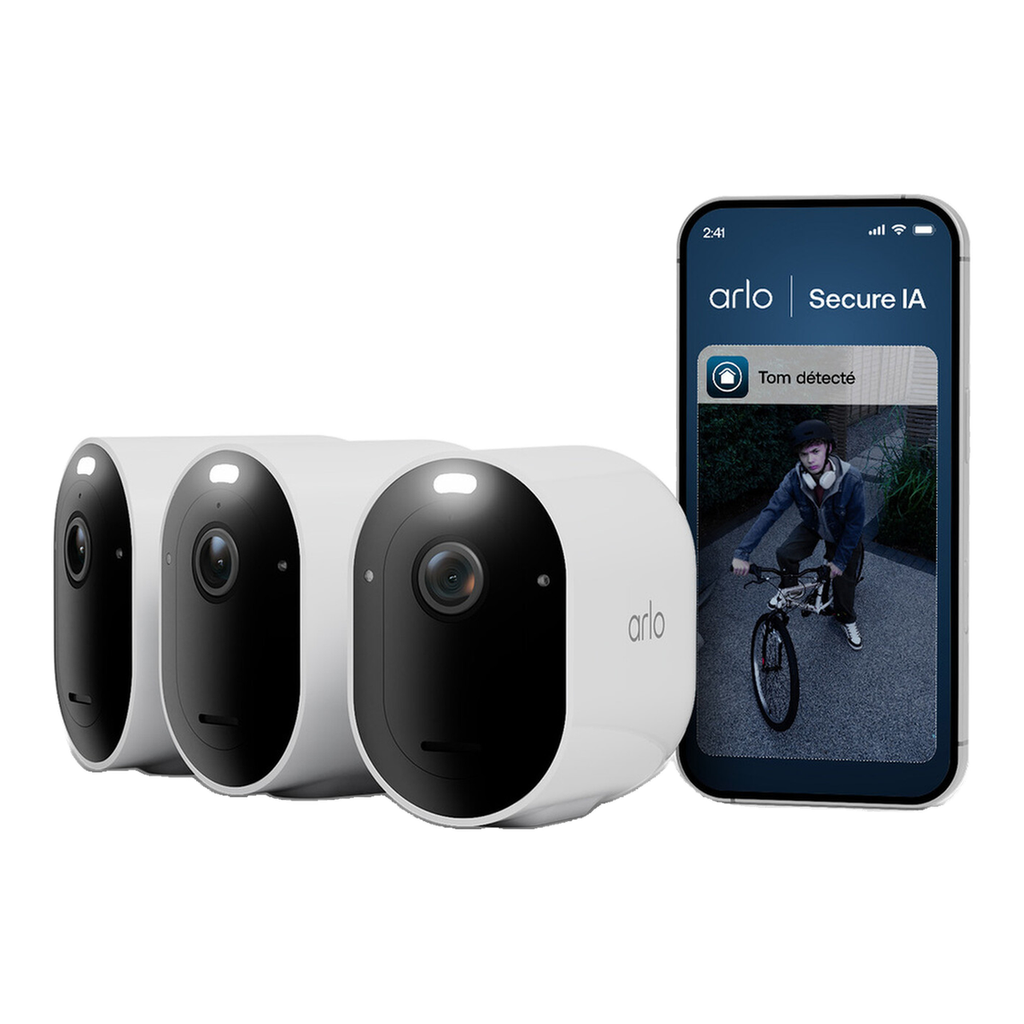 Arlo VMC4370P-100EUS Caméra de Sécurité extérieure Pro 6 2K+ WiFi, Kit de 3 caméras Blanc