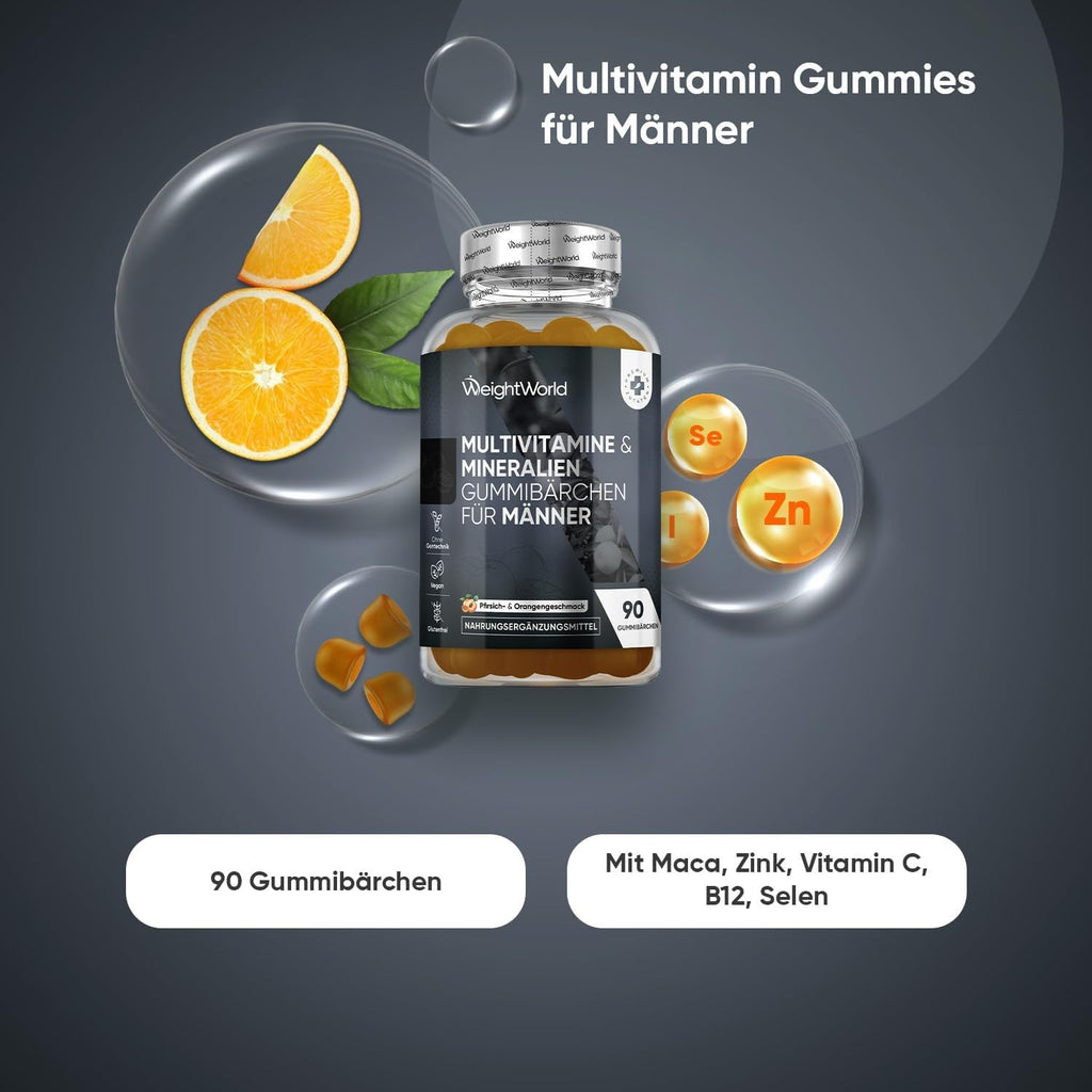 WeightWorld Gommes multivitaminées pour hommes, 90 gommes