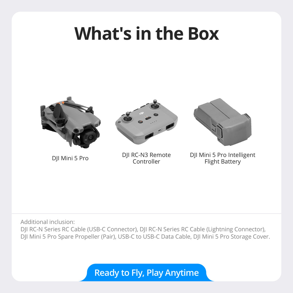 DJI Mini 5 Pro Drone 4K ultra-léger avec caméra, certifié C0, capteur CMOS 1 pouce, détection d'obstacles omnidirectionnelle, ActiveTrack 360°, rotation de la nacelle à 225°