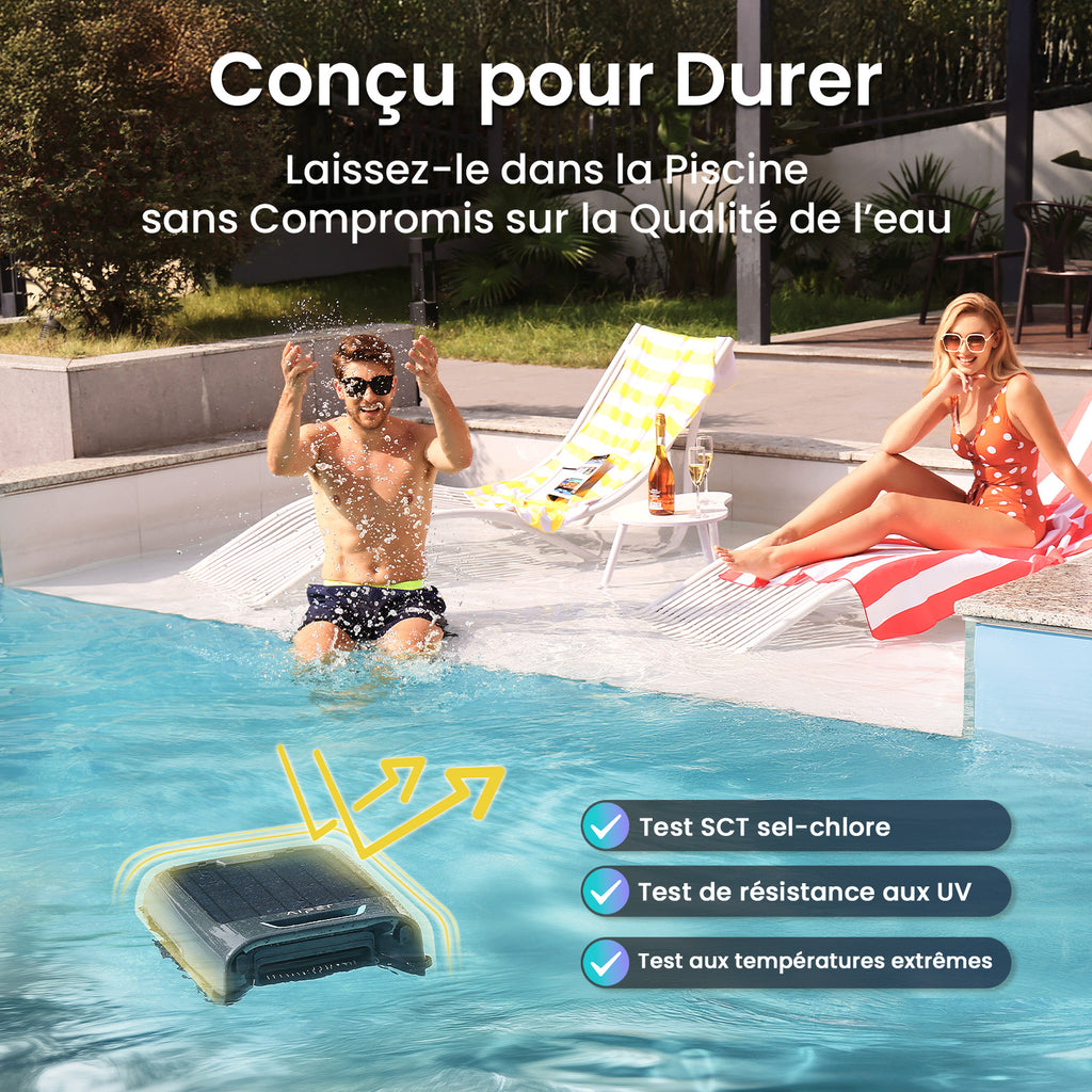 Aiper EcoSurfer S2 – Robot écumeur de piscine solaire sans fil | Nettoyage de surface 24 h/24, 7 j/7 avec autonomie 35 h, Contrôle via application Wi-Fi/Bluetooth