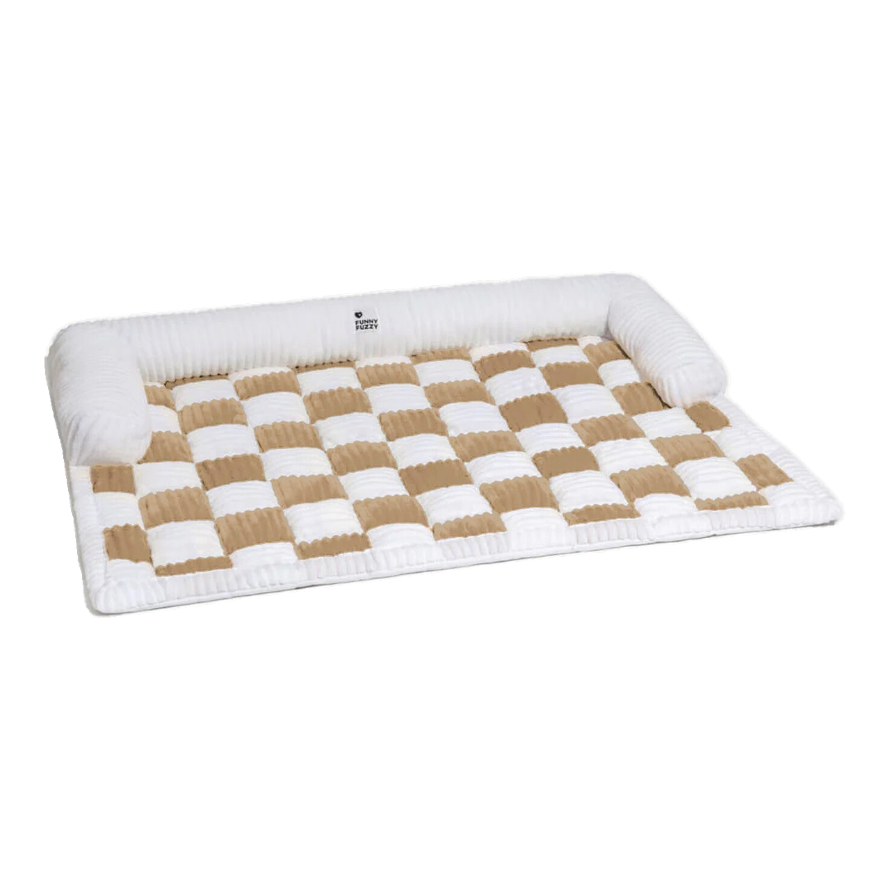 FUNNYFUZZY Tapis confortable carré à carreaux Crème Protecteur de meubles pour chien chat Taille S Café