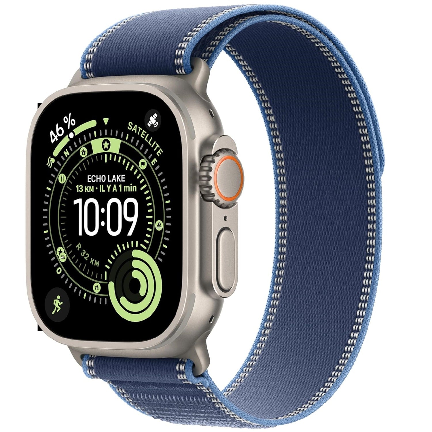 Apple Watch Ultra 3 GPS + Cellular 49 mm avec boîtier en titane naturel et Boucle Trail bleu - M/L