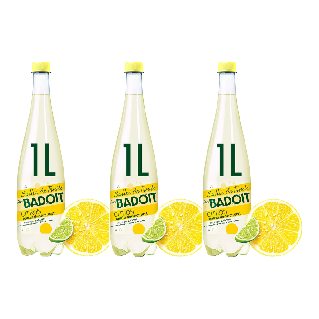BADOIT Sparkling Fruit-Flavored Water Lemon 1L ( Lot de 3)