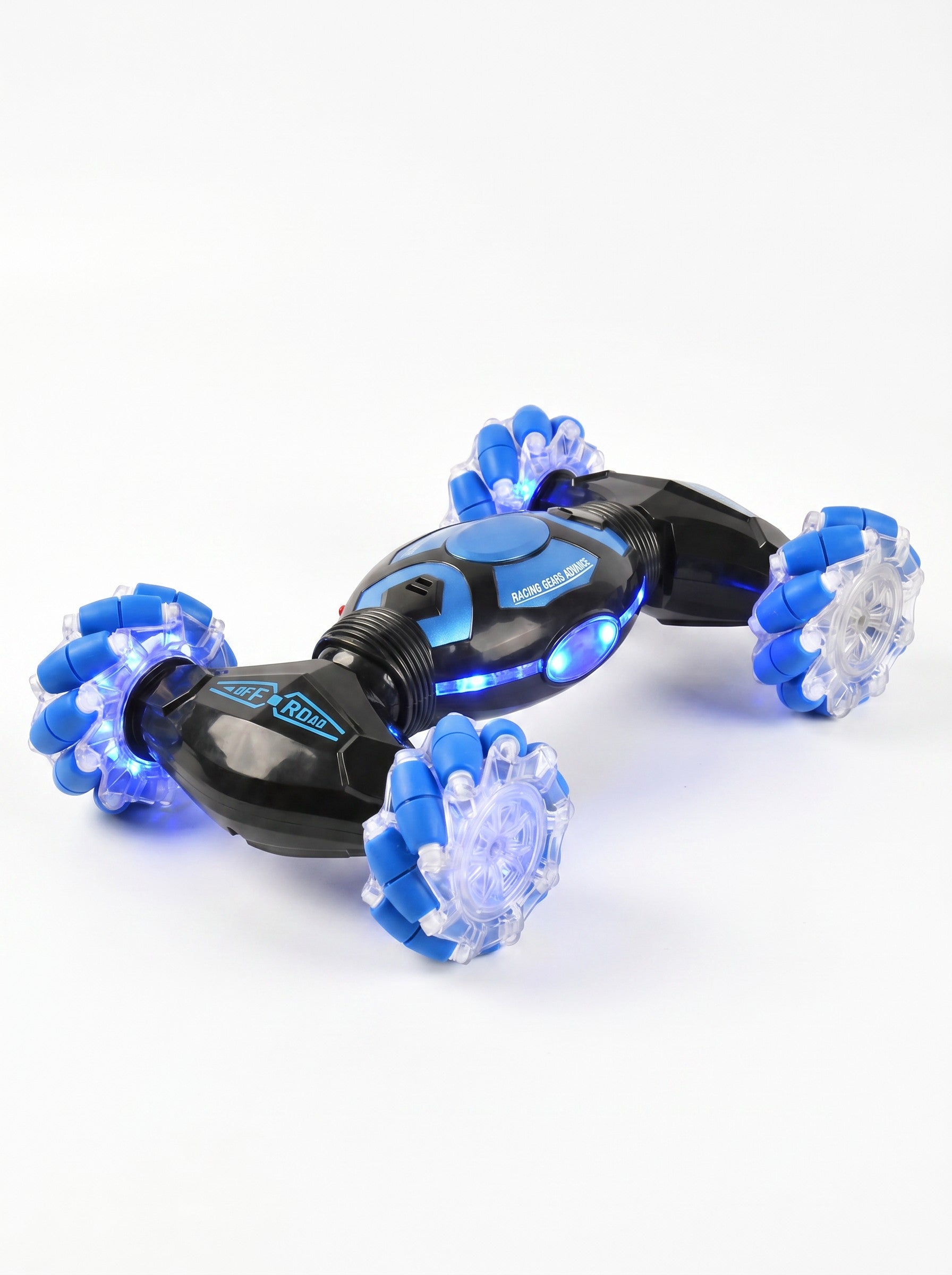 4x4 voiture RC 2,4G gestuelle double commande, retournement 360°, LED & musique, jouet tout-terrain, Une Pièce en Bleu