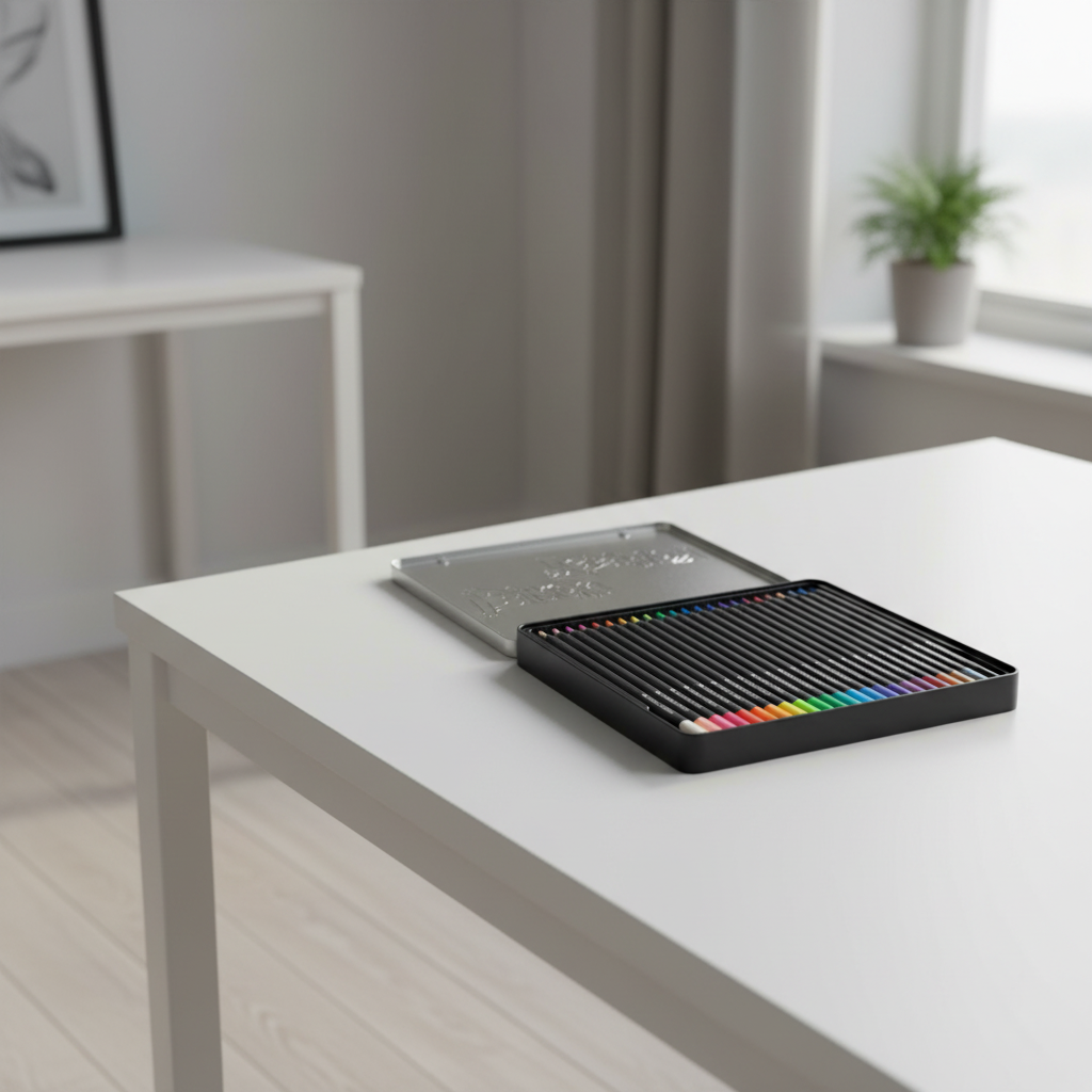 Faber-Castell Boîte en métal de 24 crayons de couleur Black Edition