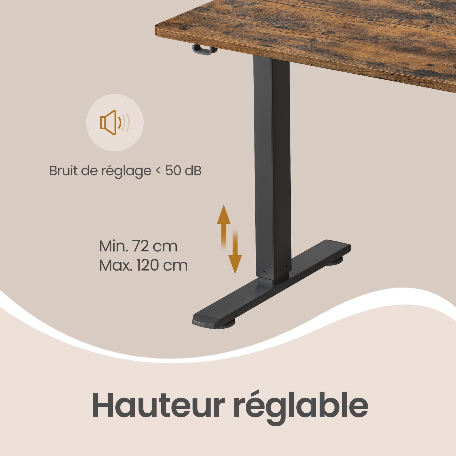 JOYFURNOS Bureau électrique réglable en hauteur avec 4 hauteurs de mémoire marron rustique - 160 x 70 cm