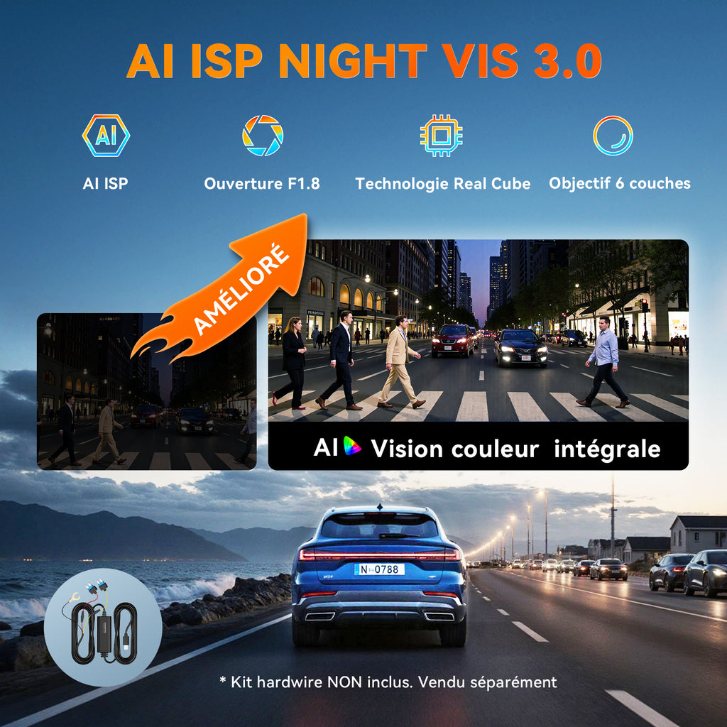 Caméra embarquée DDPAI N5 double 4K avant et arrière, caméra de voiture 2160P+1080P, GPS, Wi-Fi 5G, eMMC 32 Go intégré, vision nocturne, mode stationnement 24 h, application intelligente