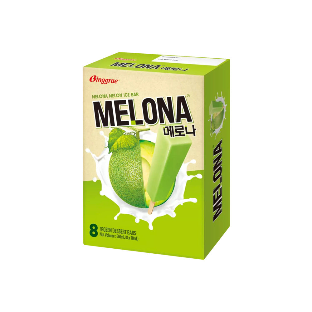BINGGRAE Bâtonnets glacés Melona saveur melon - 8 x 70 ml