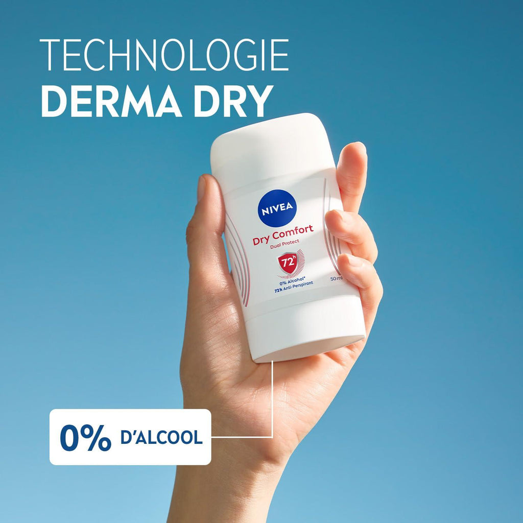 NIVEA Déodorant Femme Aisselles Dry Comfort Protection 72h Stick 50 ml