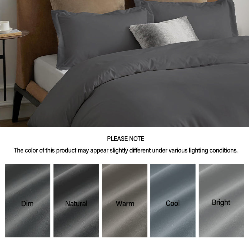 LeBonsoir Parure de lit avec housse de couette 200 x 200 cm et 2 taies d'oreiller 80 x 80 cm - Gris foncé