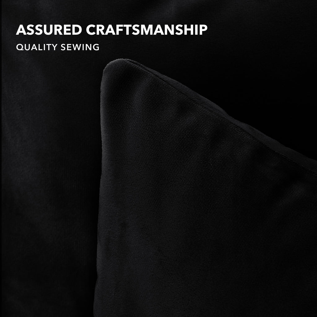 Deconovo Housse de coussin en velours néerlandais, coloris noir, 50 x 50 cm, 1 pièce