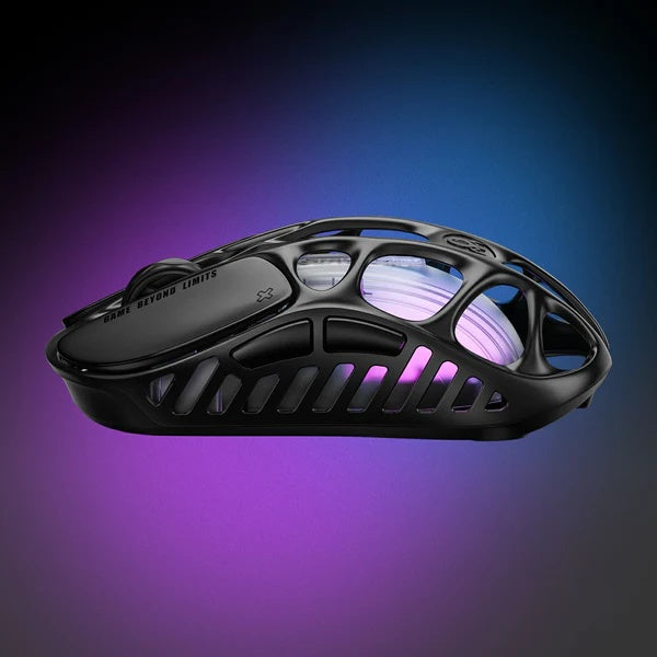 Souris de jeu sans fil GravaStar Mercury X Pro 49 g, Dongle 8K, Capteur PAW 3950 32 000 DPI, Taux d'interrogation 8 000 Hz, Alliage de magnésium, Design creux, Éclairage RGB