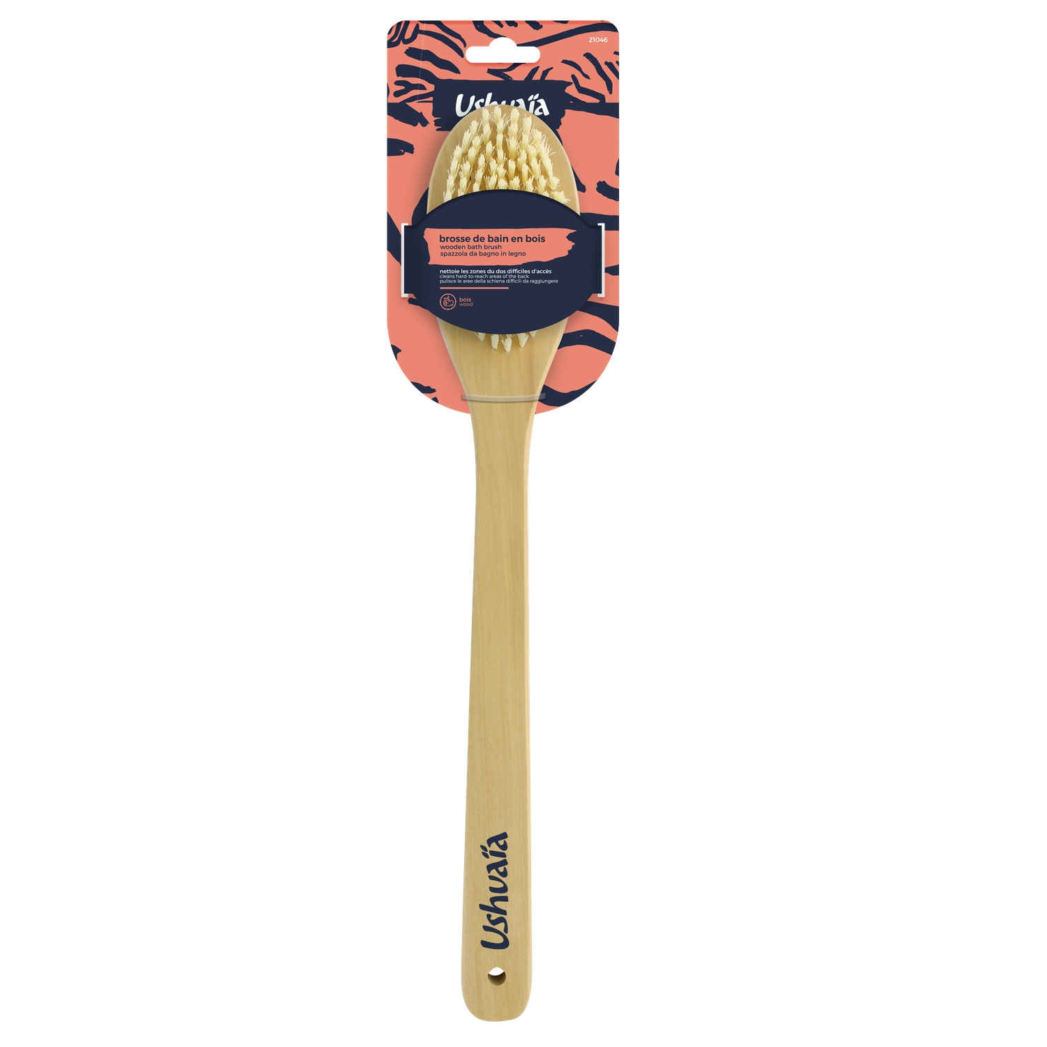 USHUAIA Brosse de dos en bois exfoliante et tonifiante 1 brosse