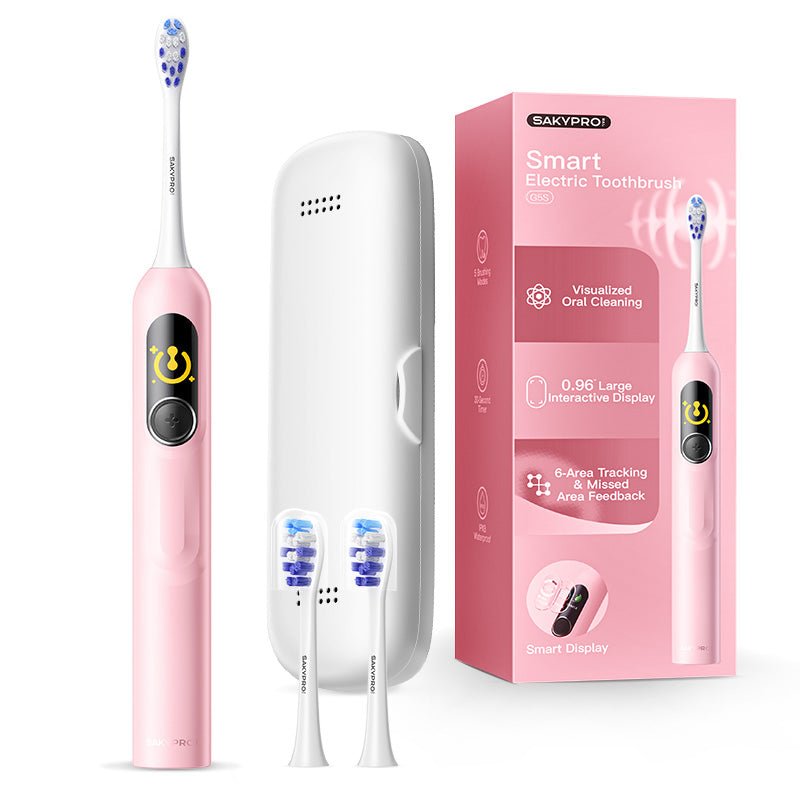 saky Pro Brosse à dents électrique intelligente avec IA pour enfants et adultes avec écran LED | Brosse à dents rechargeable 150 jours, cartographie en temps réel | Minuterie 3 min, étui de voyage | Brosse à dents sonique pour adolescents, cadeau de