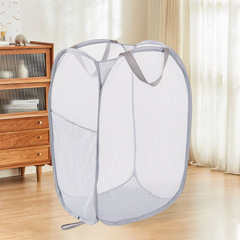 ANQI Lot de 2 paniers à linge pliables en maille - Gris