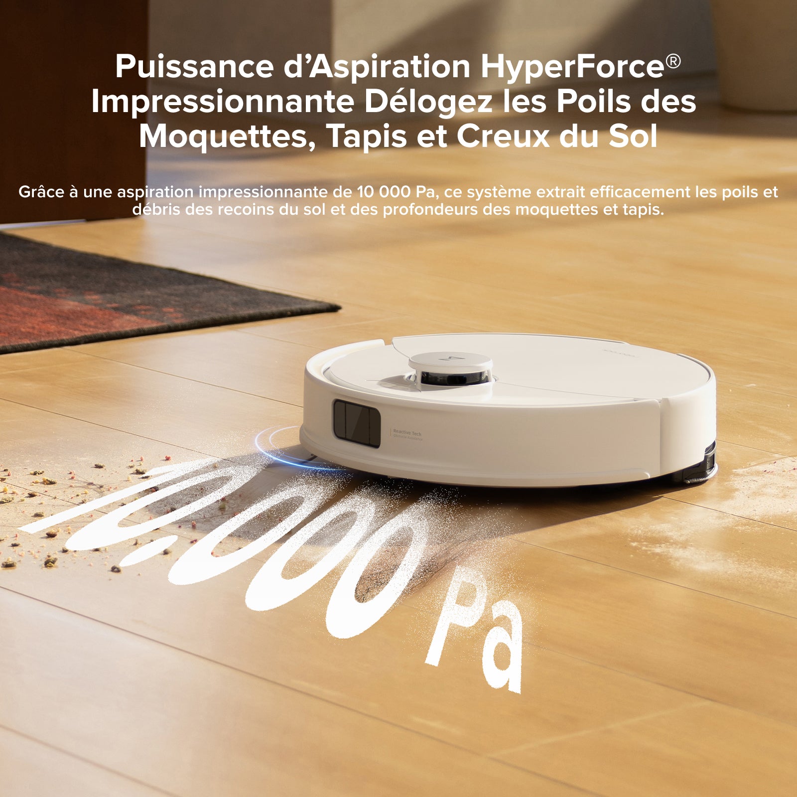 Roborock Q10 X5, aspirateur robot laveur 10 000 Pa, système double anti-emmêlement, brosse JawScrapers, évitement intelligent des obstacles, blanc