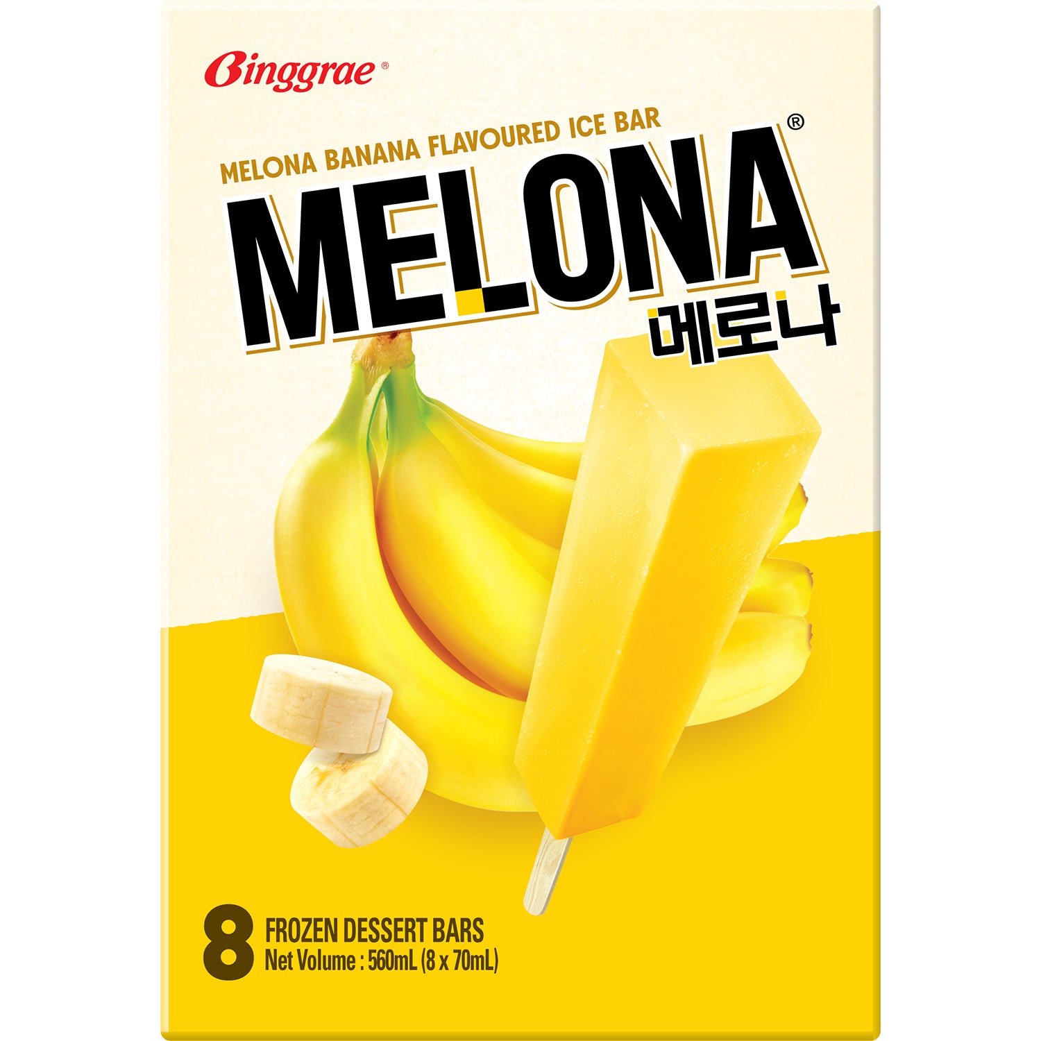 Binggrae Bâtonnets glacés Melona banane 8 x 70 ml