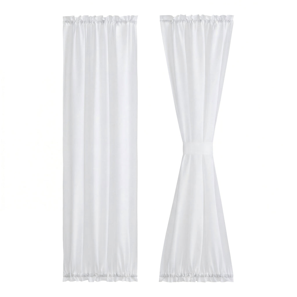 PONY DANCE Rideaux Voilage pour Porte et Fenêtre, Occultants Légers Anti-Vis-à-Vis avec Embrasse, 1 Panneau à Passe-Tringle, 70x180 cm, Blanc