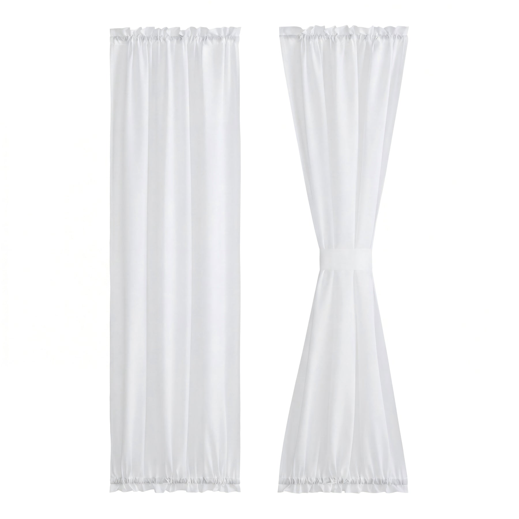 PONY DANCE Rideaux Voilage pour Porte et Fenêtre, Occultants Légers Anti-Vis-à-Vis avec Embrasse, 1 Panneau à Passe-Tringle, 70x180 cm, Blanc