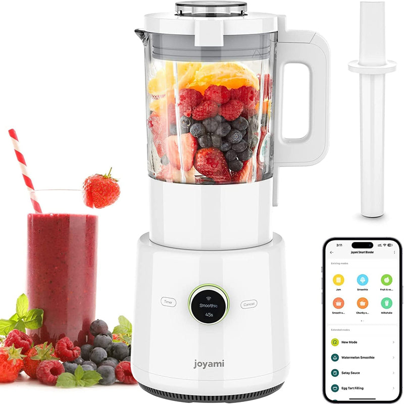 joyami Blender de comptoir intelligent, Bol en verre de 1,6 L, Contrôle par application multifonction, Connectivité Wi-Fi, Chaud et froid, Autonettoyant