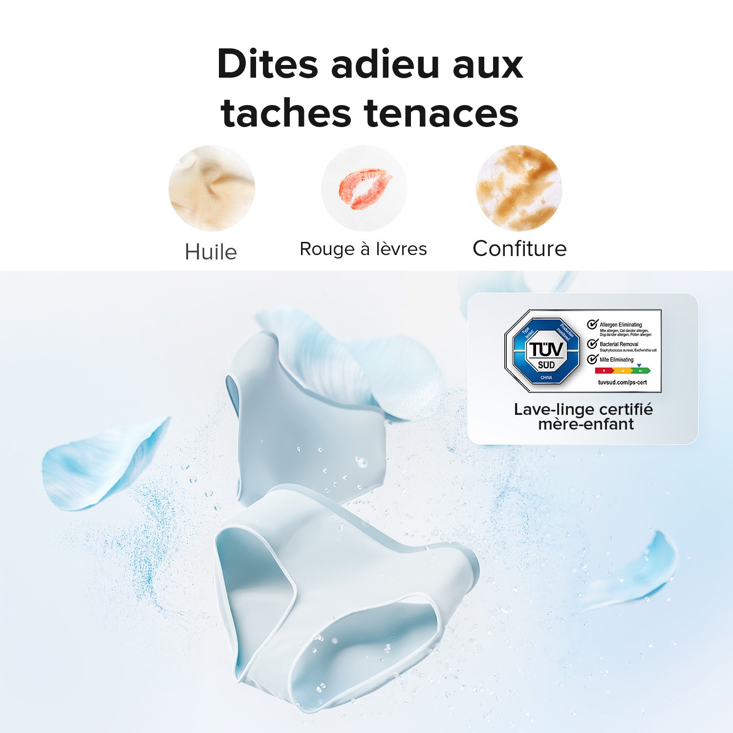 Roborock Marshmallow Zeo Mini - Lave-linge séchant blanc 1 kg de lavage et 0,5 kg de séchage, cycle Zeo séchage à basse température, système d'auto-nettoyage LintClear