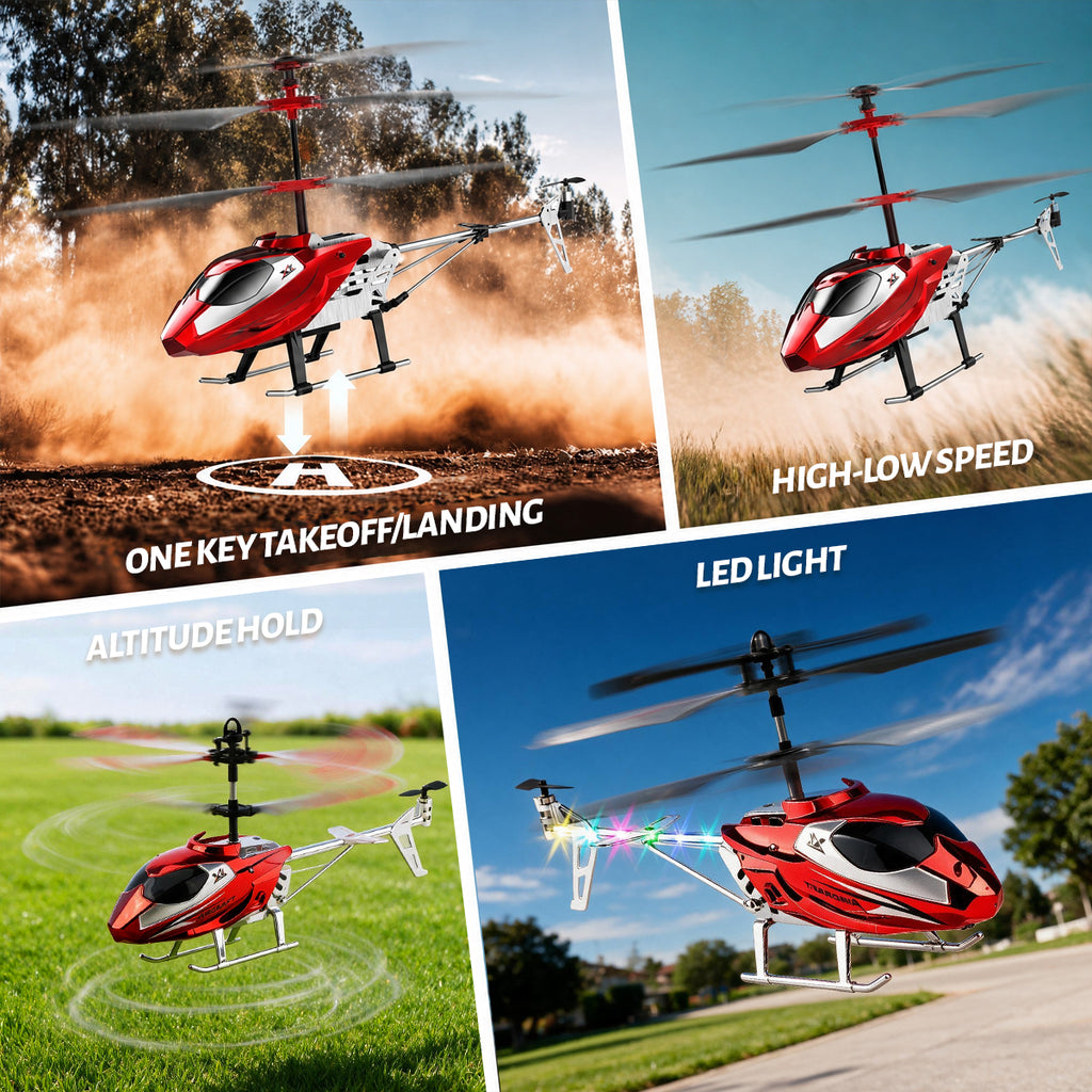 Jouet hélicoptère RC, avion télécommandé à coque en alliage avec lumière LED, décollage et atterrissage à une touche pour enfants