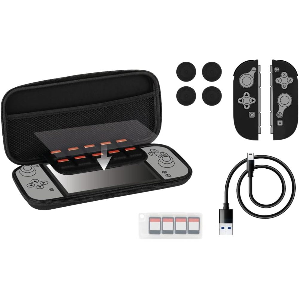Konix Pack d'accessoires gaming Starter Kit pour console Nintendo Switch 2 - Housse - 4 appuie-pouces - Verre trempé - Boîtier 9 jeux - Écouteurs