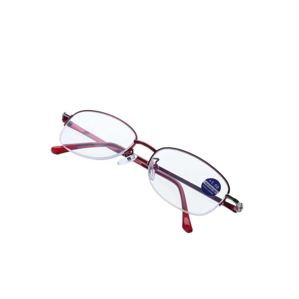 Lunettes de lecture à monture demi-cadre rouge 150d