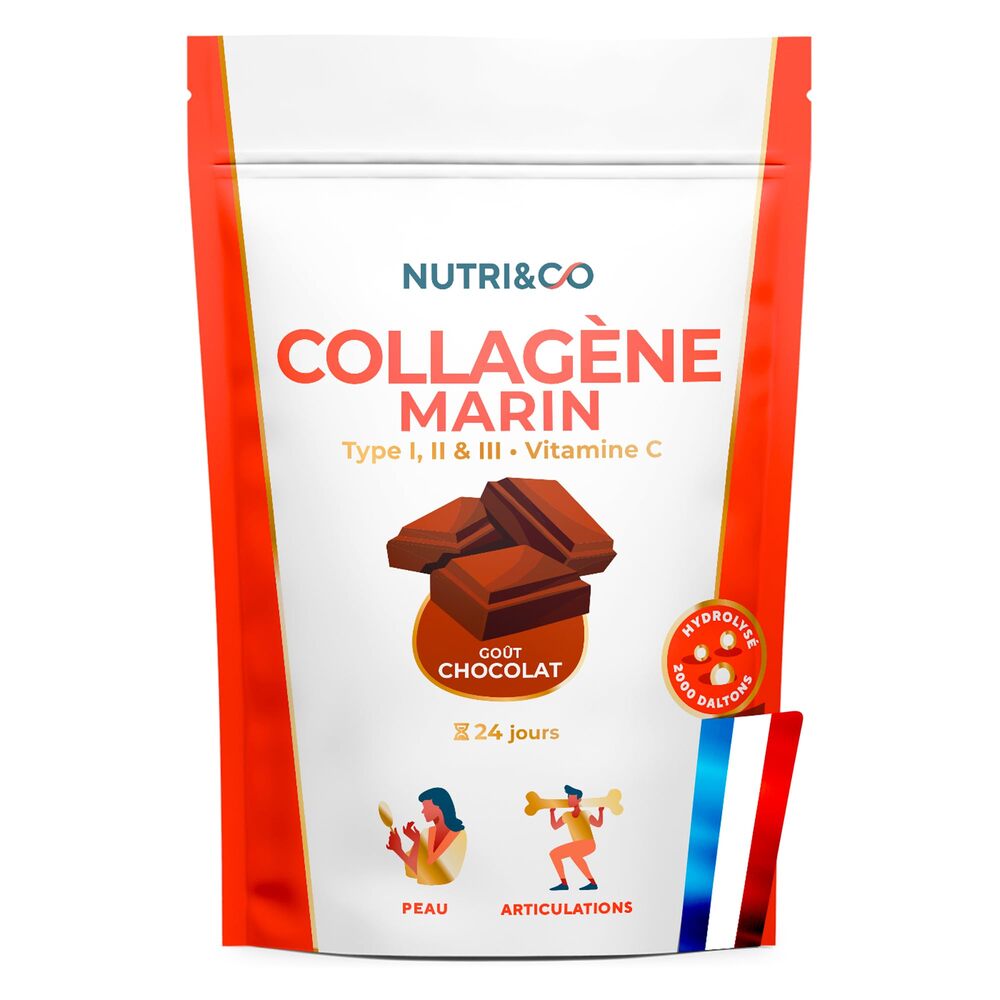 Nutri&Co Collagène marin type 1, 2 et 3 - goût cacao - 240 g