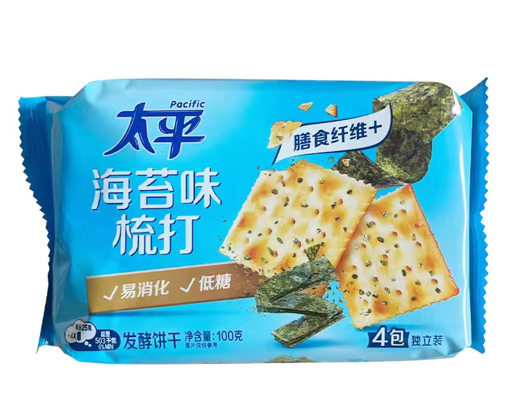 Pacific Soda Crackers Saveur Algues 100 g (Contient 4 Paquets)