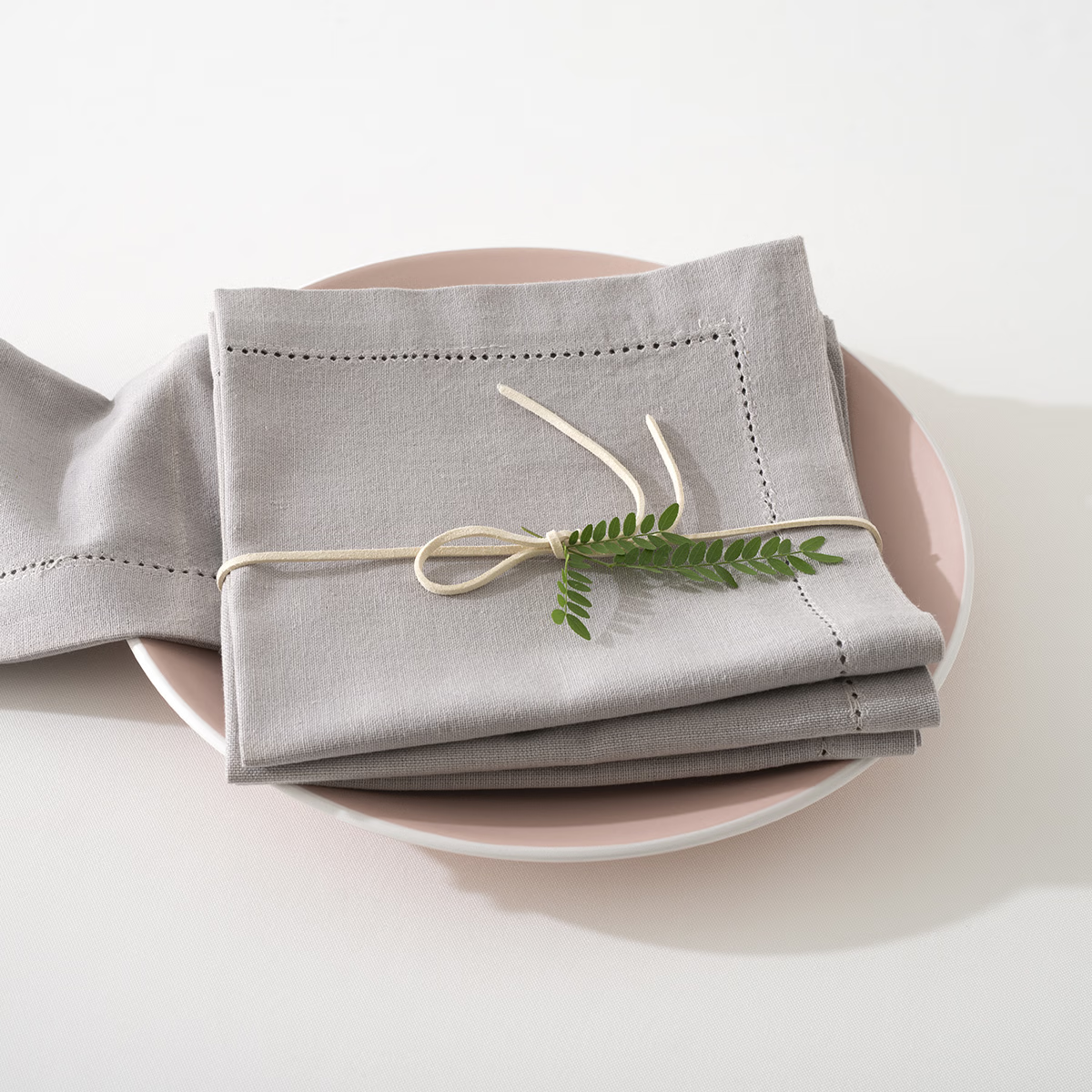 Atmosphera Lot de 4 serviettes de table Chambray - Gris