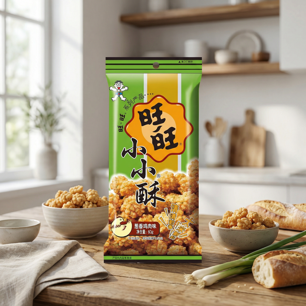 WANT WANT Petits biscuits croustillants saveur poulet et oignon vert - 60 g