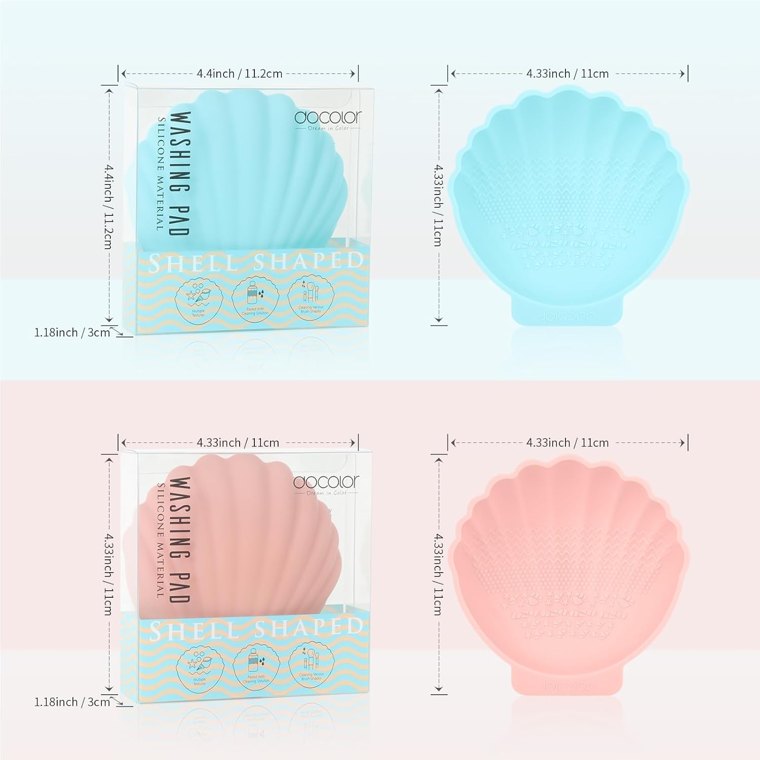 docolor Tapis de nettoyage pour pinceaux de maquillage - Modèle Blue Shell