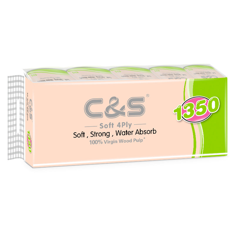 C&S Papier toilette, 4 épaisseurs, 135 g, 10 rouleaux, doux, durable, format familial économique