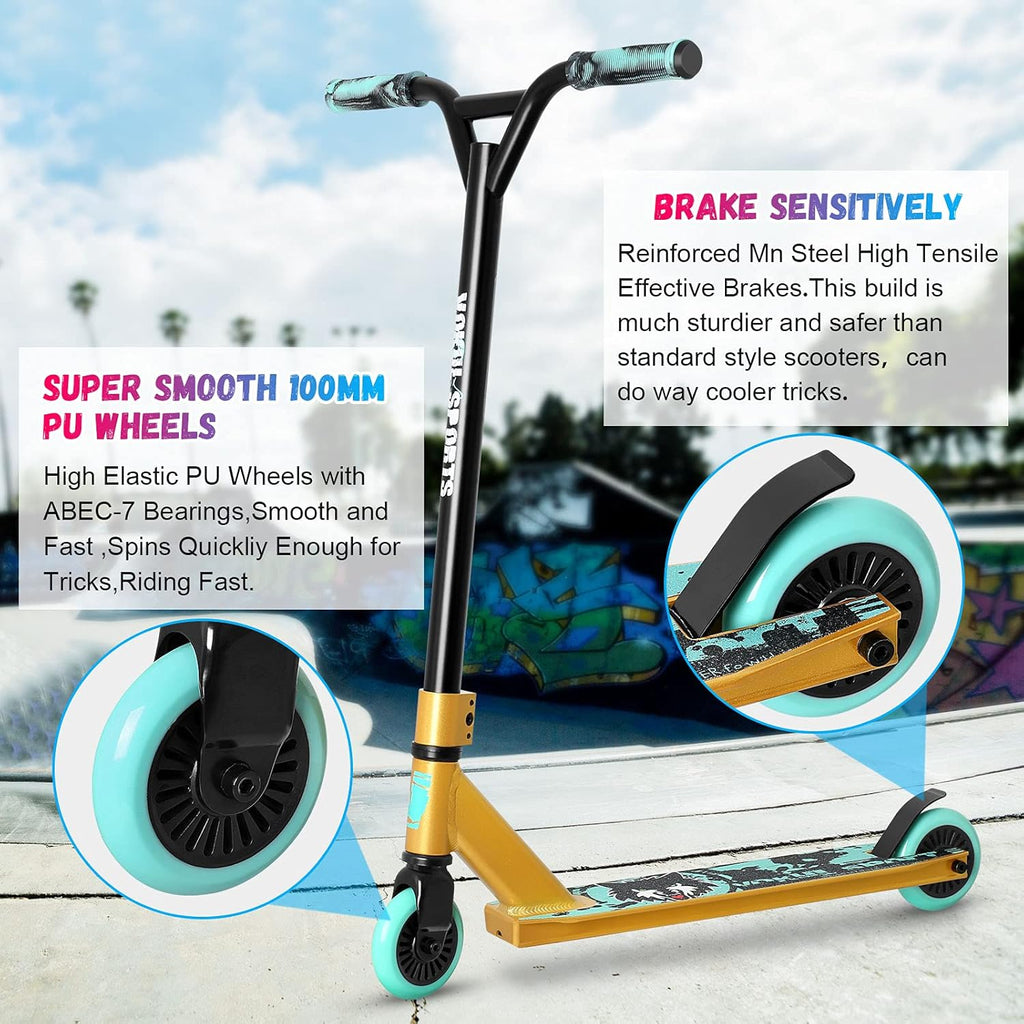 VOKUL S2 Pro Trottinette freestyle BMX pour enfants dès 6 ans de niveau débutant en aluminium