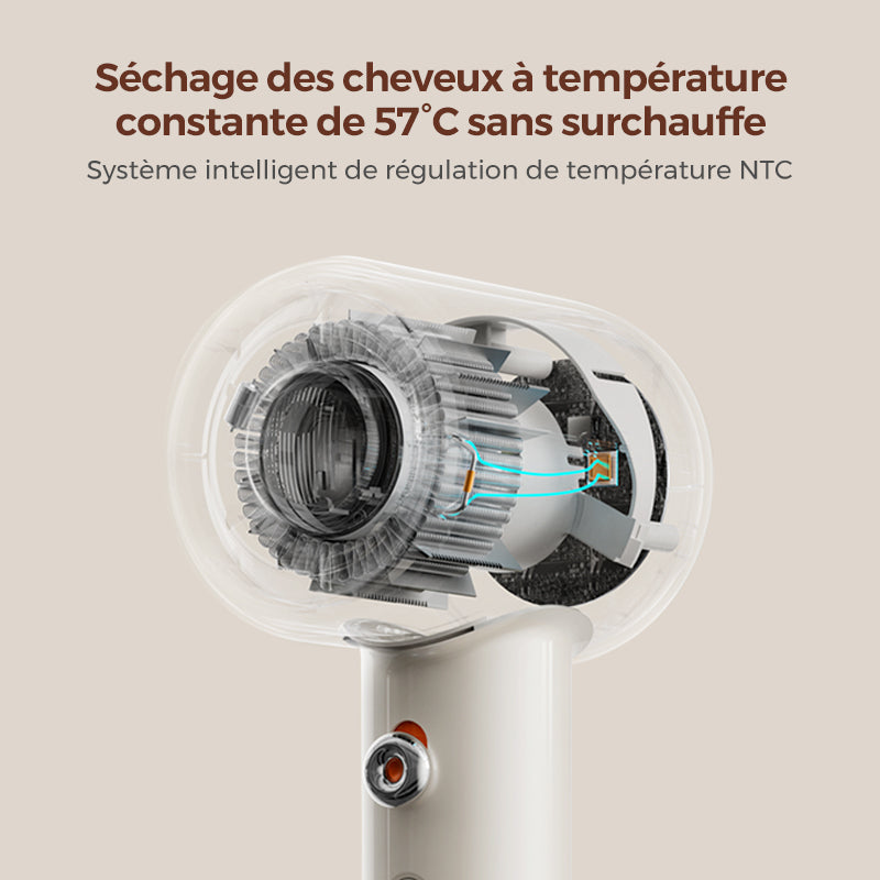 ZHIBAI Sèche-cheveux rétro haute vitesse, Usage domestique, 250 millions d’ions positifs et négatifs pour la protection des cheveux, Faible niveau sonore, Grande puissance 1400 W