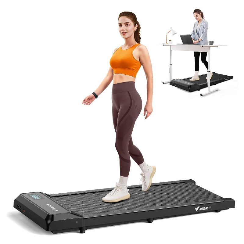 Merach Tapis de marche compact, conception monobloc sans soudure, charge 120 kg, télécommande, appli et écran LED